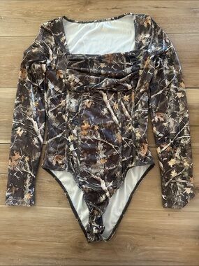 Yozy Camo Ruched Corset Bodysuit 4